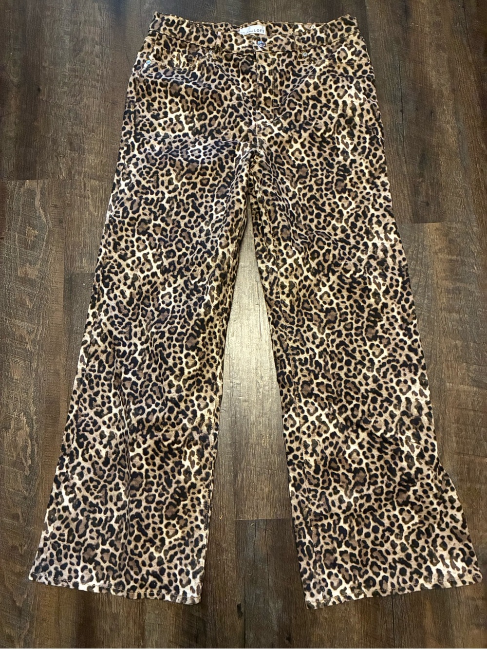LOFT The Wide Leg Jeans Womens 29 Leopard Print High Rise Animal Print